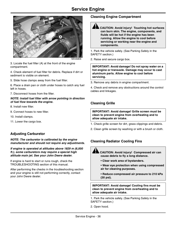 John Deere HPX 4×4 Gator Utility Vehicle Gas North America (100001-110000) Operator’s Manual (OMM165107) Workshop Guide
