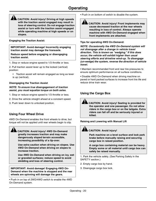 John Deere HPX 4×4 Gator Utility Vehicle Gas North America (110001-120000) Operator’s Manual (OMM168323) Workshop Guide