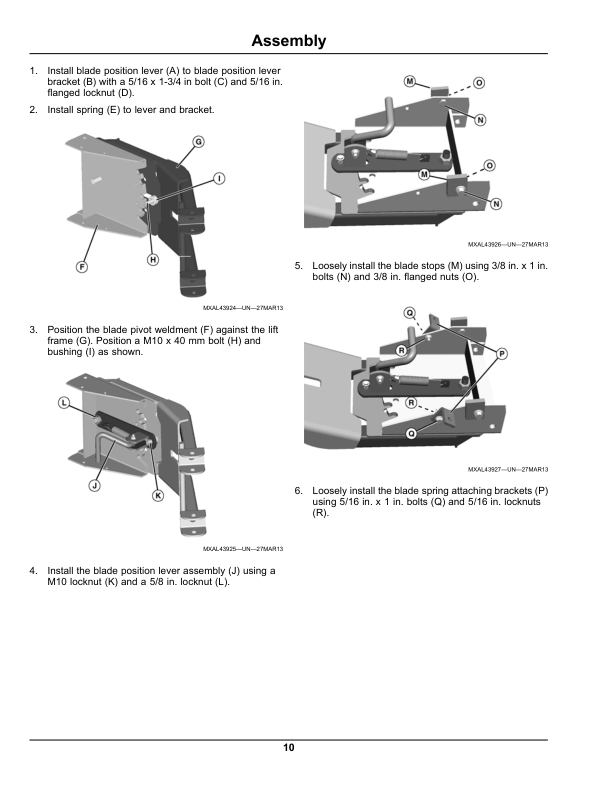 John Deere 66 inch blade (010001-) (North America) Operator’s Manual (OMM169255) Workshop Guide