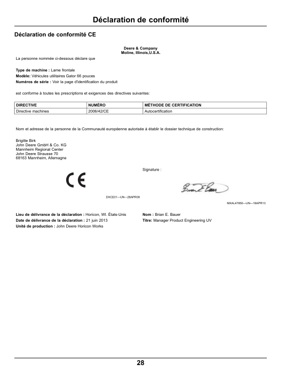 John Deere 66 Inch Blade for Gator Utility VehiclesExport Edition (030001- ) Operator’s Manual (OMM176552) Workshop Guide