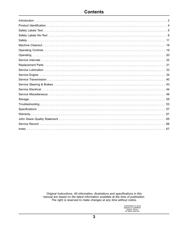 John Deere TS 4×2 Gas Gator Utility Vehicles (Engine-Kawasaki FJ400) Operator’s Manual (OMM178641) Workshop Guide
