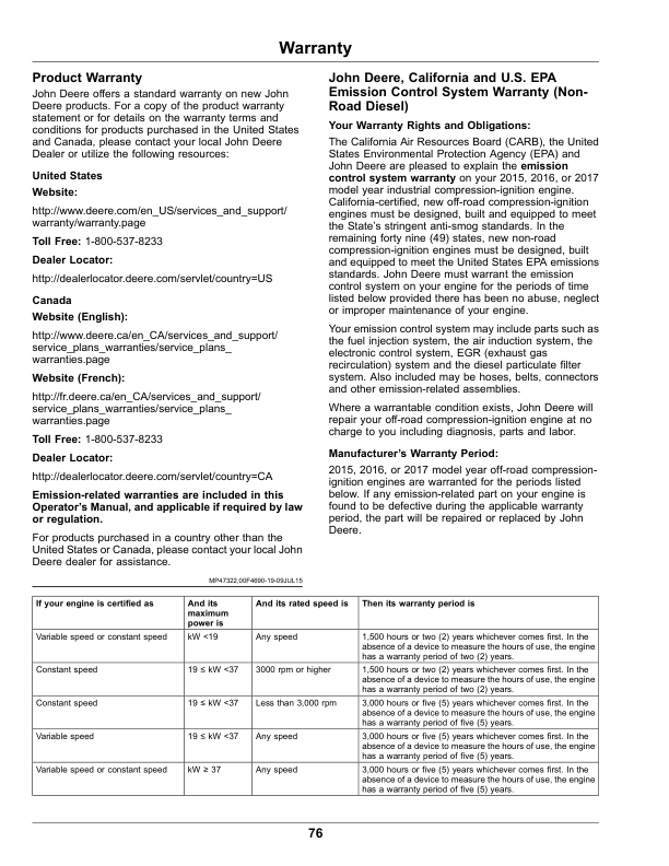 John Deere M Gator A1 Utility Vehicle Operator’s Manual (OMM178647) Workshop Guide