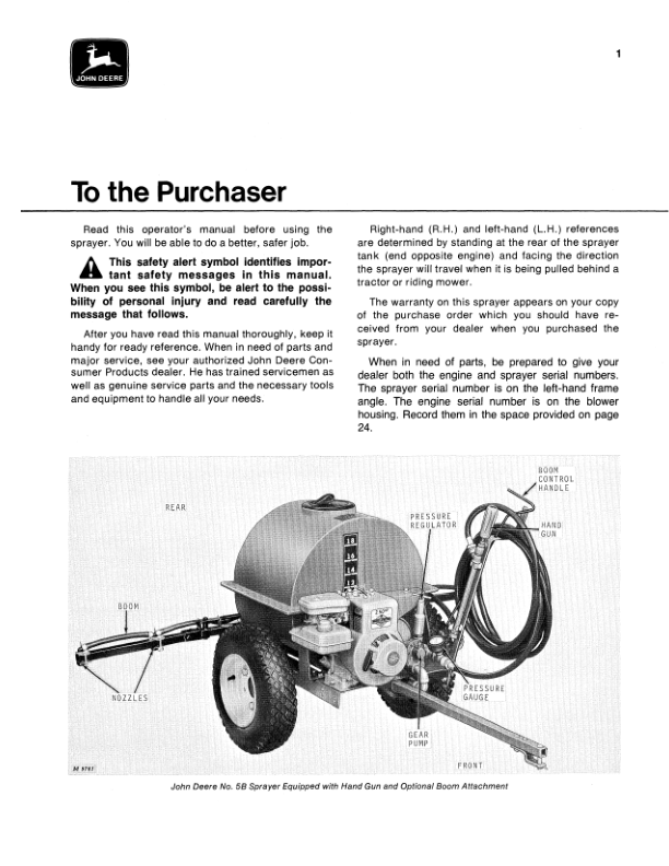John Deere 5B Sprayer (-080000) Operator’s Manual (OMM47987) Workshop Guide