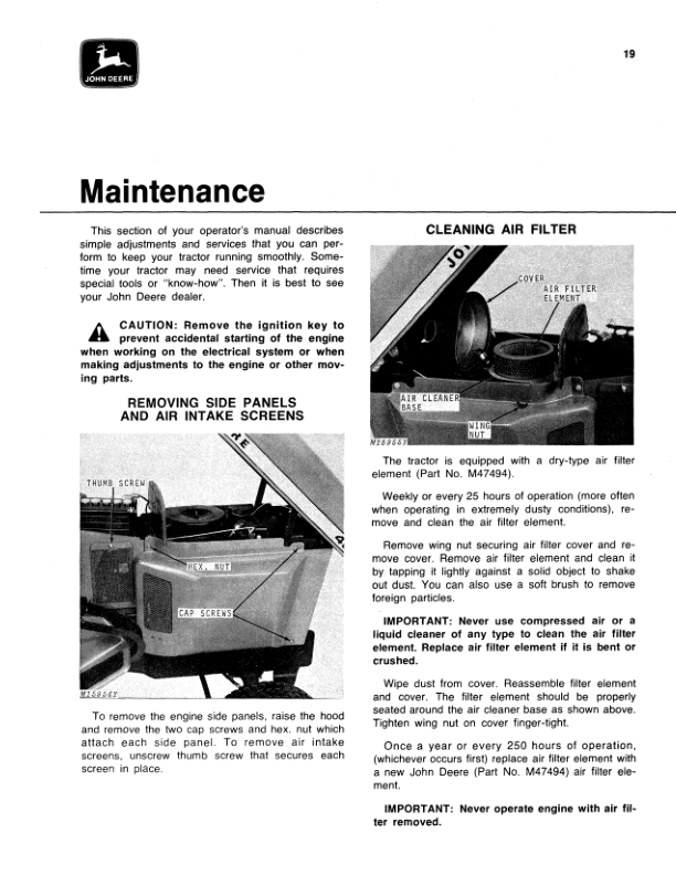 John Deere 400 Hydrostatic Tractor (030001-) Operator’s Manual (OMM48676) Workshop Guide