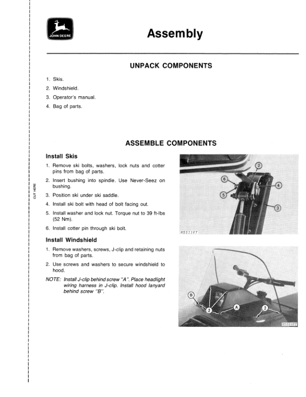 John Deere Spitfire Snowmobile (095001-120000) Operator’s Manual (OMM68220) Workshop Guide