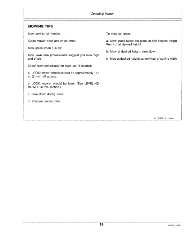 John Deere 38-Inch Tractor Mounted Mower Operator’s Manual (OMM79591) Workshop Guide
