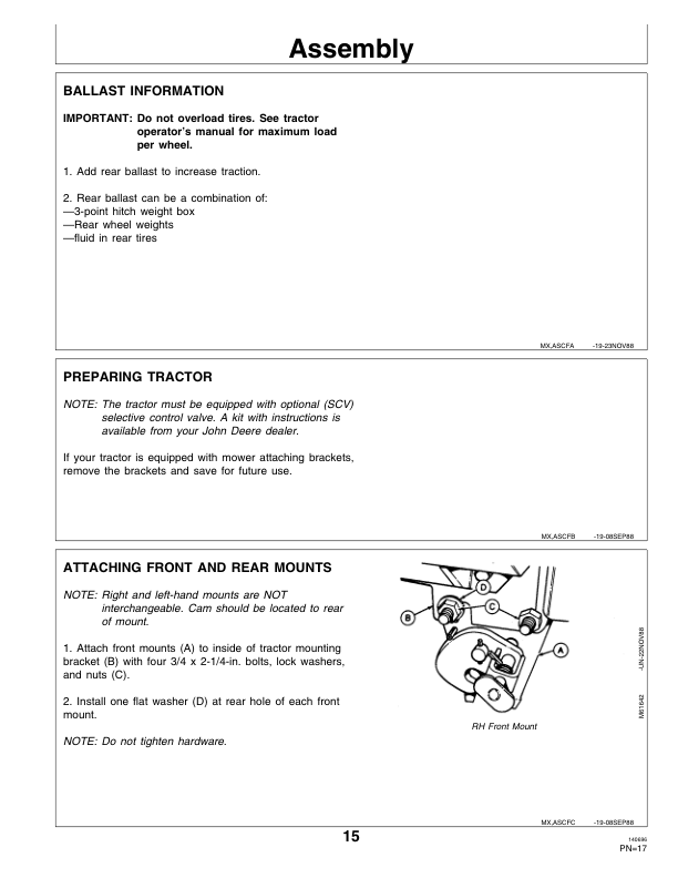 John Deere 380A Front Blade Operator’s Manual (OMM79612) Workshop Guide