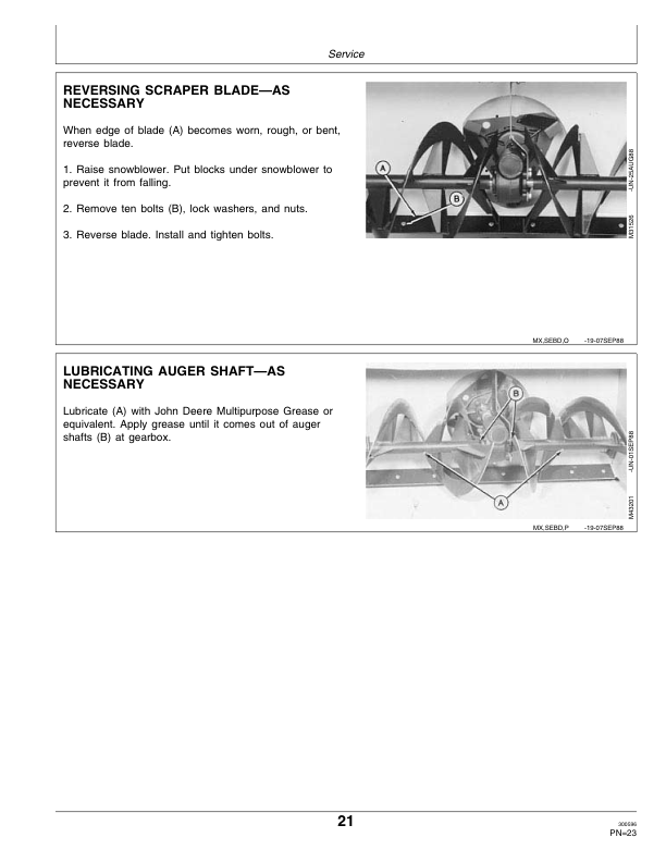 John Deere 59-Inch Snowblower (000000-099999) Operator’s Manual (OMM79617) Workshop Guide