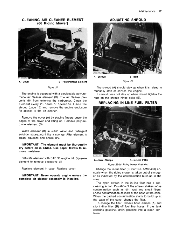 John Deere 66, 68 Riding Mowers Operator’s Manual (OMM80552) Workshop Guide