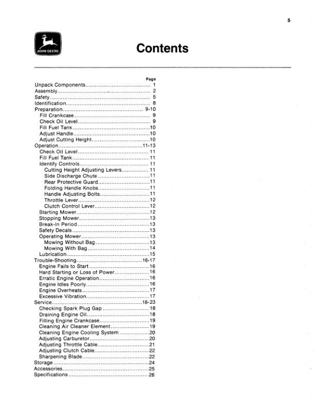 John Deere 21SP Walk Behind Rotary Mower Operator’s Manual (OMM82851) Workshop Guide