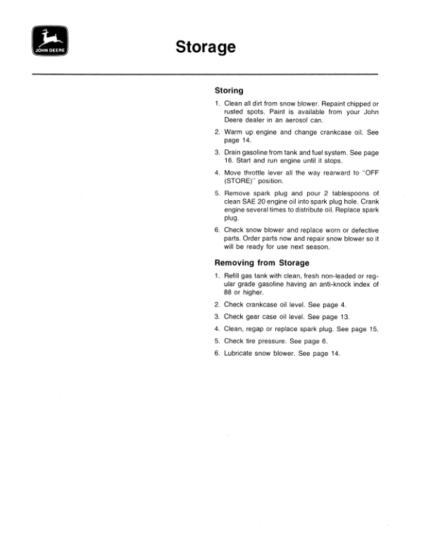 John Deere 826, 1032 Walk-Behind Snow Blowers (120001-) Operator’s Manual (OMM83163) Workshop Guide