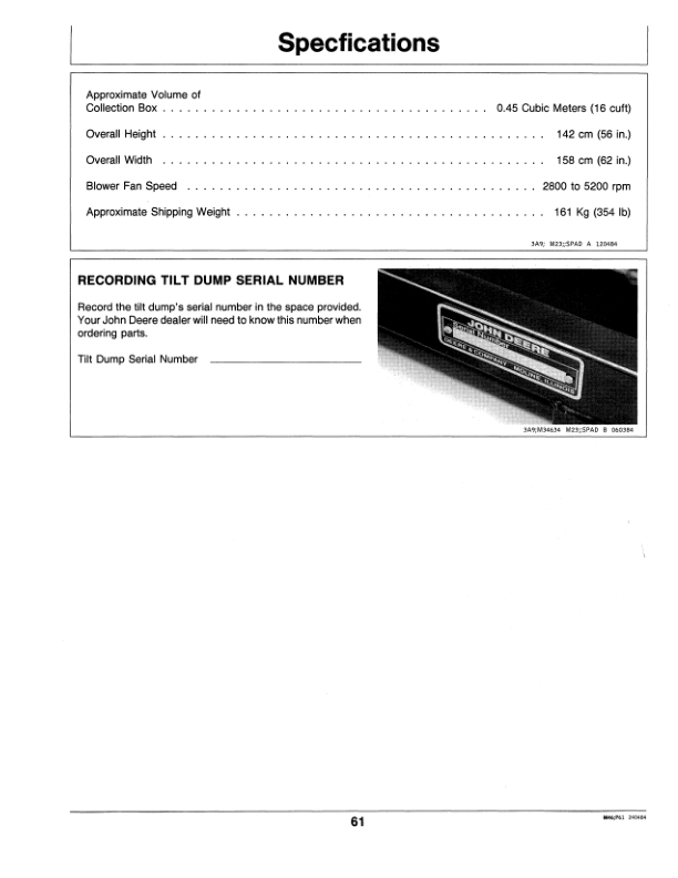 John Deere Material Collection System (Tilt Dump) Operator’s Manual (OMM86741) Workshop Guide