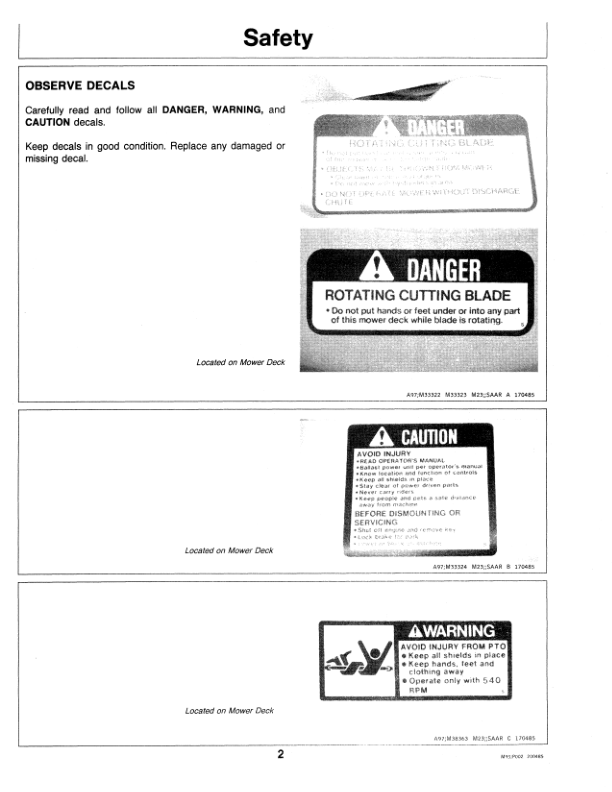 John Deere 272 Grooming Rotary Mower (525001-) Operator’s Manual (OMM89615) Workshop Guide