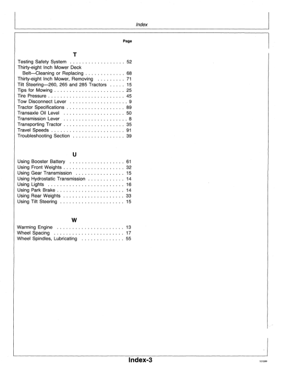 John Deere 240, 260, 265 & 285 Lawn & Garden Tractors Operator’s Manual (OMM95270) Workshop Guide