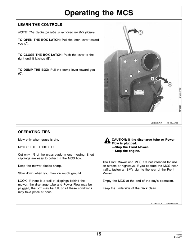 John Deere Material Collection System for F710, F725 Front Mowers Operator’s Manual (OMM95863) Workshop Guide