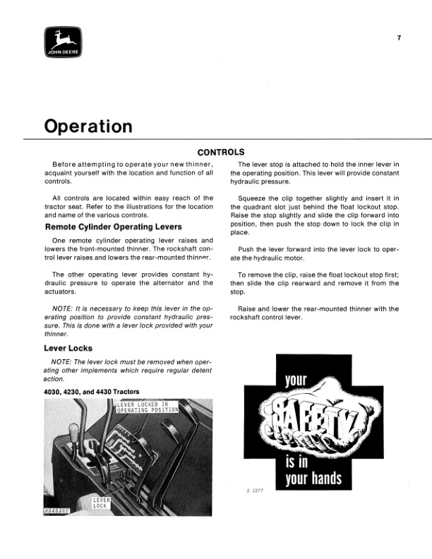 John Deere 100K Synchronous Thinner Operator’s Manual (OMN159304) Workshop Guide