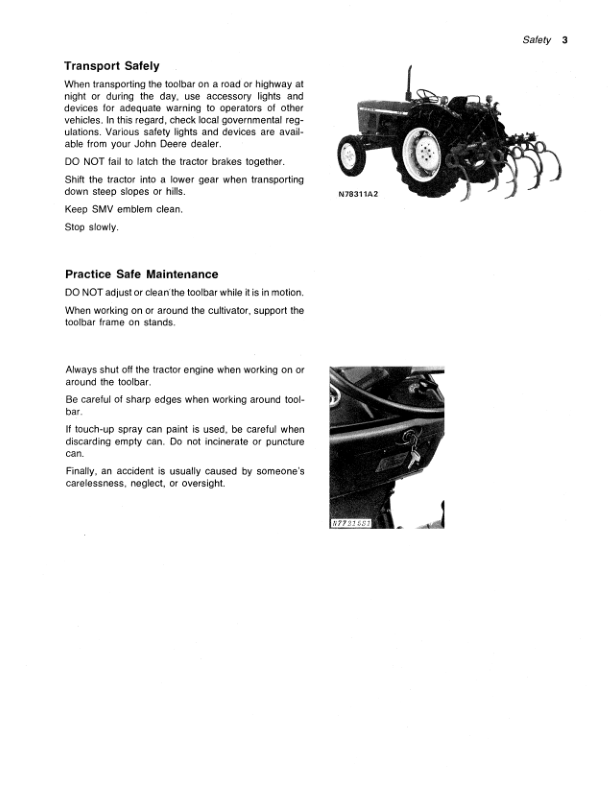 John Deere 800 Rear Mounted Toolbar Operator’s Manual (OMN159508) Workshop Guide