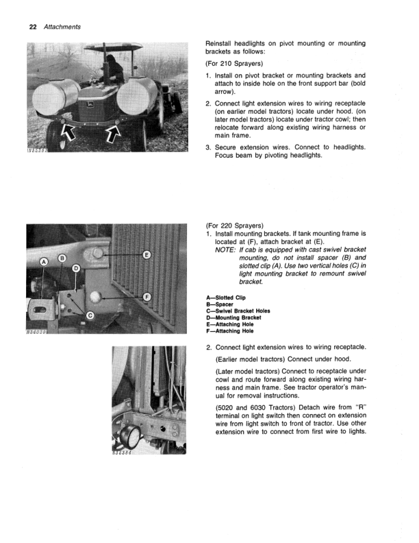 John Deere 210, 220 Tractor Mounted Sprayers Operator’s Manual (OMN159560) Workshop Guide
