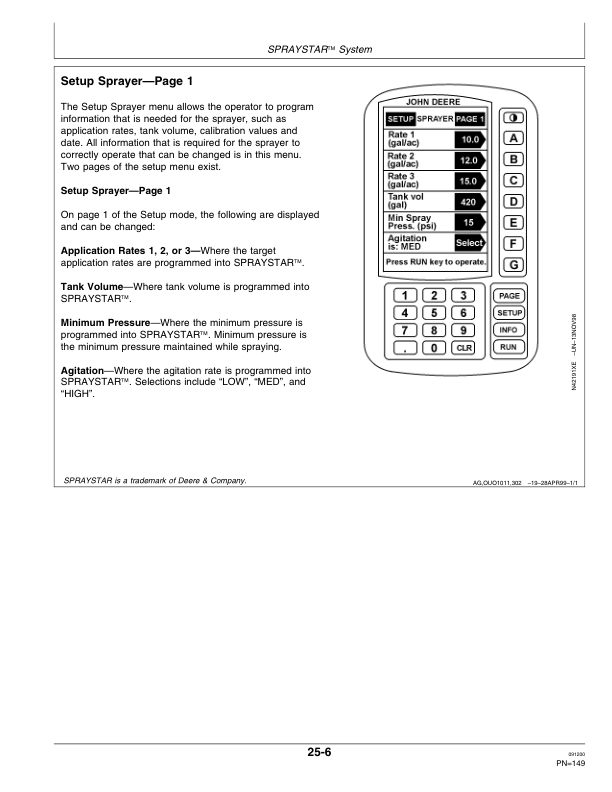 John Deere 6700 Self-Propelled Sprayer ( -006000) Operator’s Manual (OMN200815) Workshop Guide