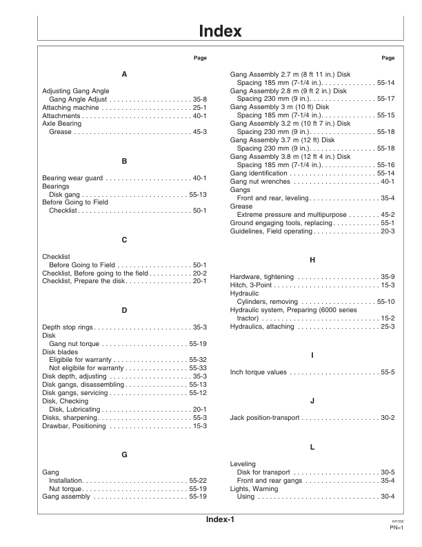John Deere 627 Drawn Disk Operator’s Manual (OMN300060) Workshop Guide