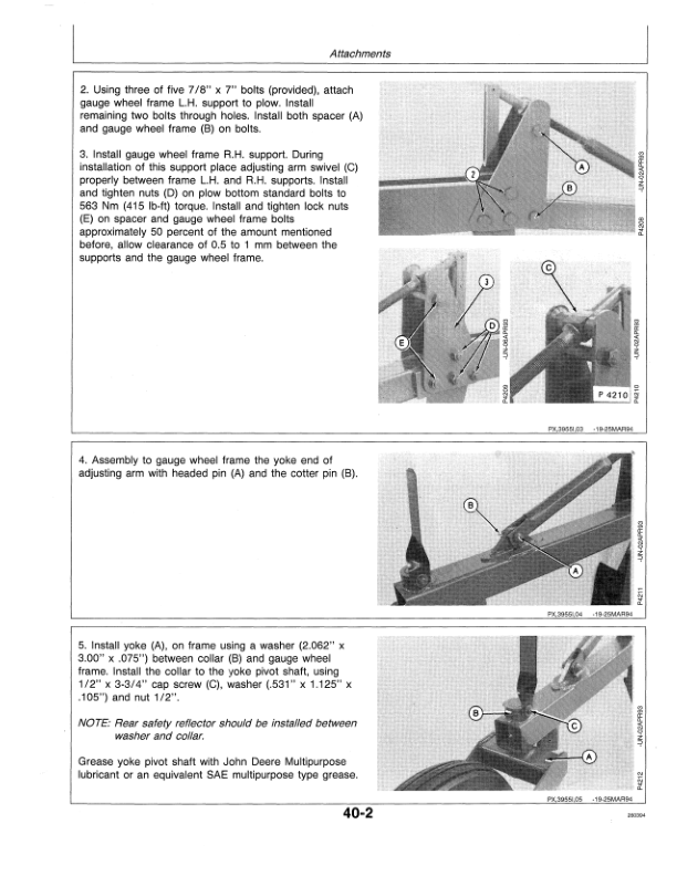 John Deere 3955 Reversible Two-Way Integral Moldboard Plow Operator’s Manual (OMP57319) Workshop Guide