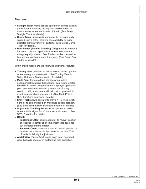John Deere Greenstar Guidance Parallel Tracking & AutoTrac Assisted Steering Systems Operator’s Manual (OMPC20477) Workshop Guide