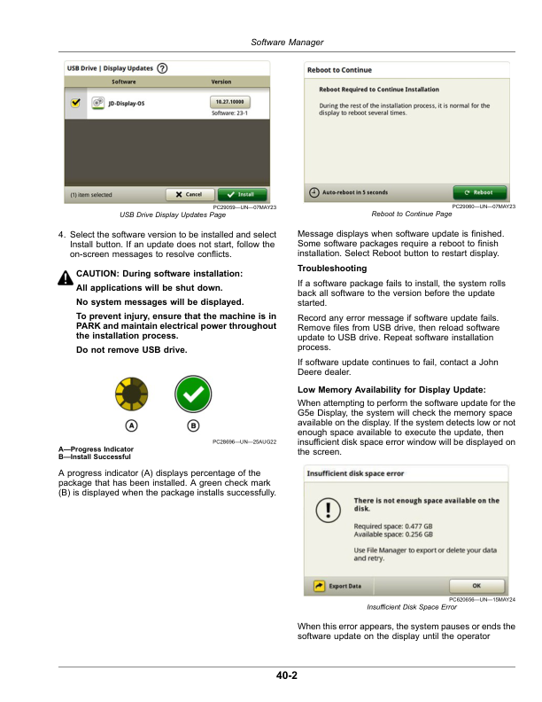 John Deere G5e Display Software Version: 10.29.xxxx-XXX Operator’s Manual (OMPFP25537) Workshop Guide