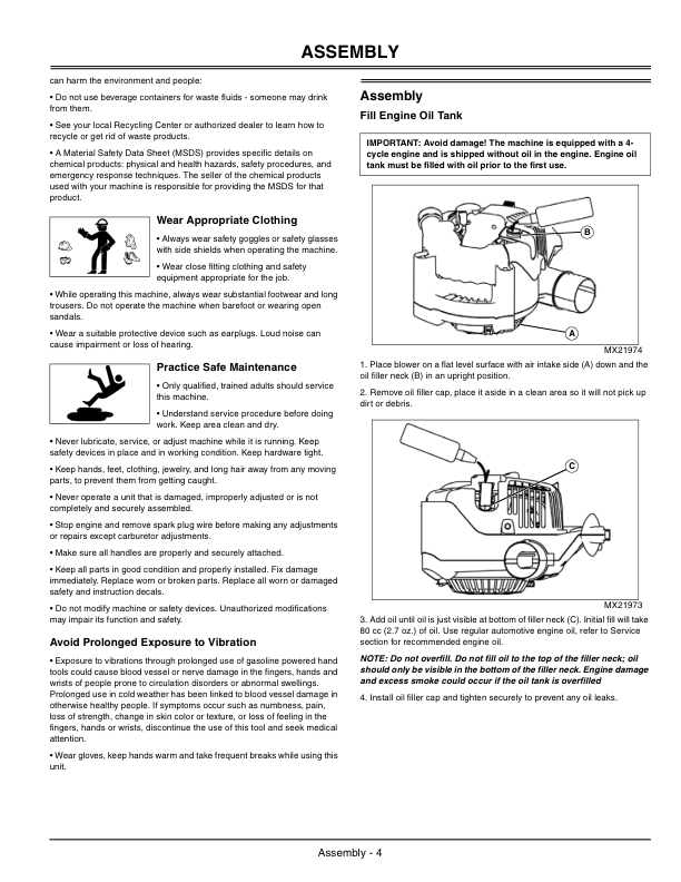 John Deere BH25LE – UT26523 Power Plower Operator’s Manual (OMPS10505) Workshop Guide