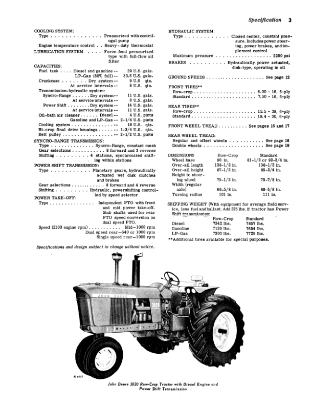 John Deere 3020 Tractors (68000-) Operator’s Manual (OMR41753) Workshop Guide