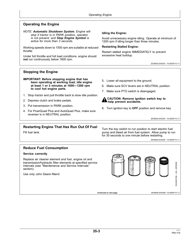 John Deere 7630, 7730, 7830, 7930 Tractors (020000-) (Export Edition) Operator’s Manual (OMRE299303) Workshop Guide