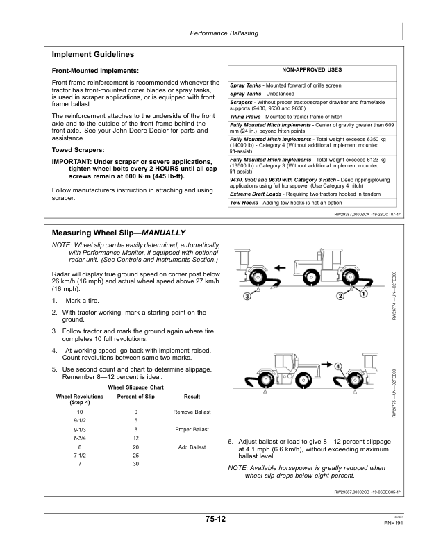 John Deere 9330, 9430, 9530, 9630 Tractors (016000-) European Edition Operator’s Manual (OMRE312199) Workshop Guide