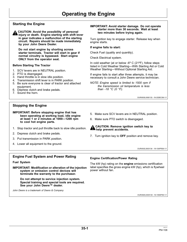 John Deere 8295RT, 8320RT & 8345RT Tractors European Edtion (902501-912000) Operator’s Manual (OMRE314044) Workshop Guide