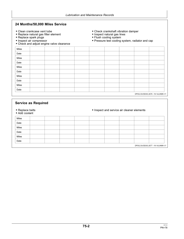 John Deere 6081HFN01, 6068HFN02, 6081HFN03 8.1L, 6081 Compressed Natural Gas Engines Operator’s Manual (OMRG23552) Workshop Guide