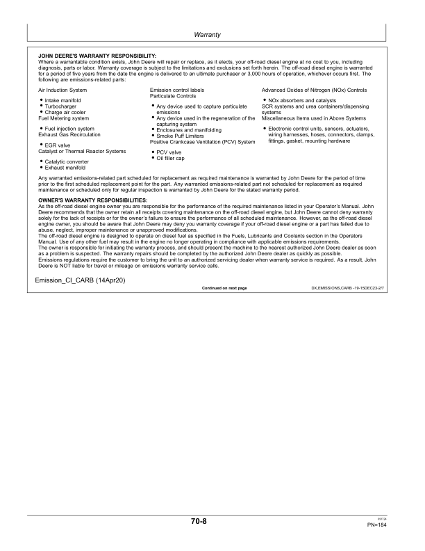 John Deere 4.5 L, 6.8 L OEM Diesel Engines (PowerTech Plus) Operator’s Manual (OMRG36852) Workshop Guide