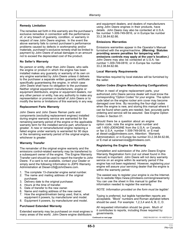 John Deere 4.5 L OEM Diesel Engines (PowerTech M) Operator’s Manual (OMRG37708) Workshop Guide