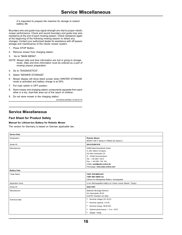 John Deere MOWiT 500F Series II Robotic Mowers Operator’s Manual (OMSAU15218) Workshop Guide