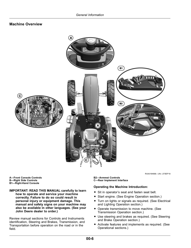 John Deere 5090R, 5100R, 5115R, 5115RH, 5125R (FT4) Tractors (November 2020-) (Export w/North American Configuration) Operator’s Manual (OMSU63221) Workshop Guide