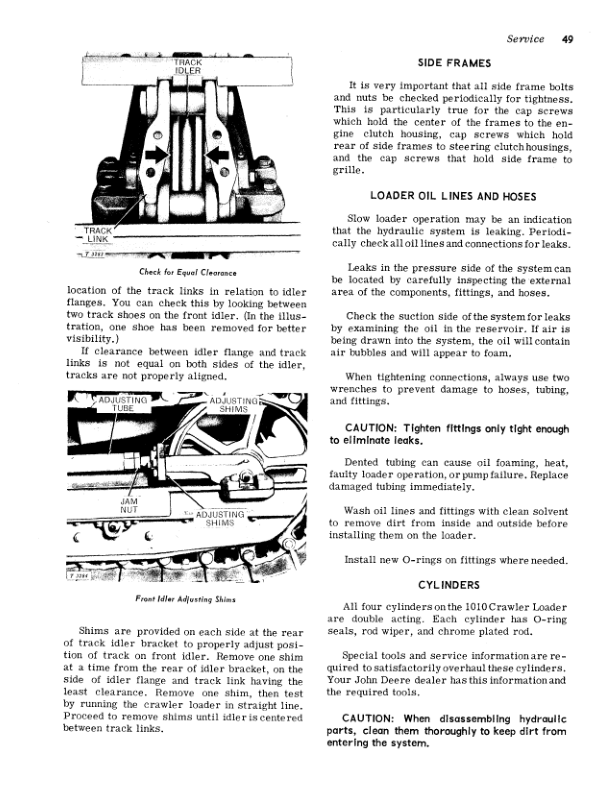 John Deere 1010 Crawlers Operator’s Manuals (OMT19259) Workshop Guide