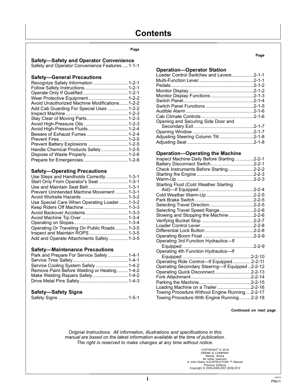 John Deere 344J Loaders Operator’s Manuals (OMT217890) Workshop Guide