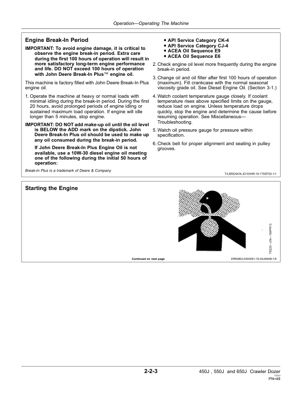 John Deere 450J, 550J, 650J Crawler Dozers Operator’s Manuals (OMT227285) Workshop Guide