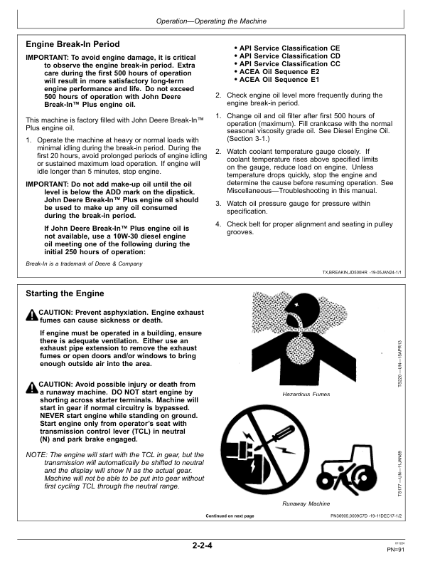 John Deere 310SL Backhoe Loaders Operator’s Manuals (OMT357554X19) Workshop Guide