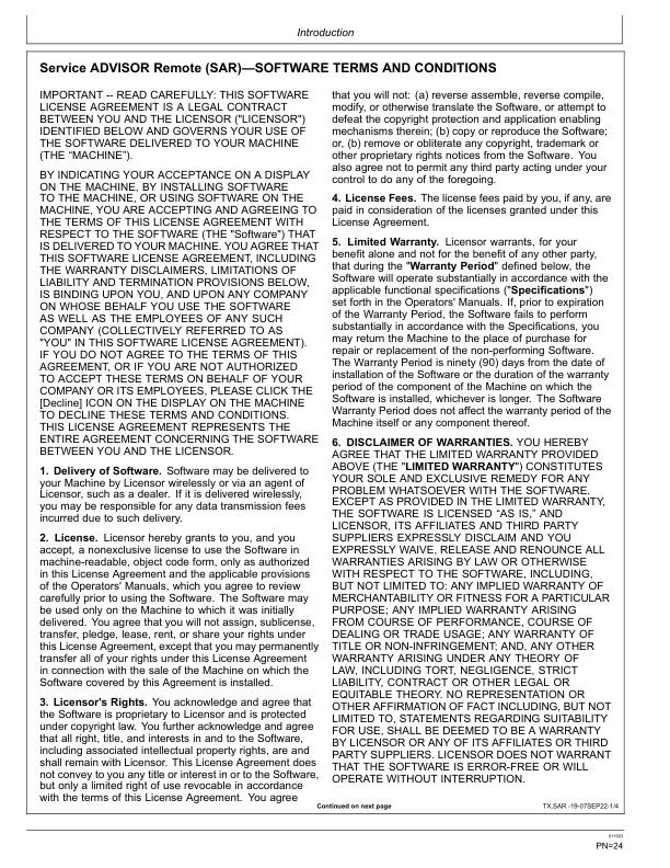 John Deere 2154G Excavator Operator’s Manuals (OMT361330X19) Workshop Guide