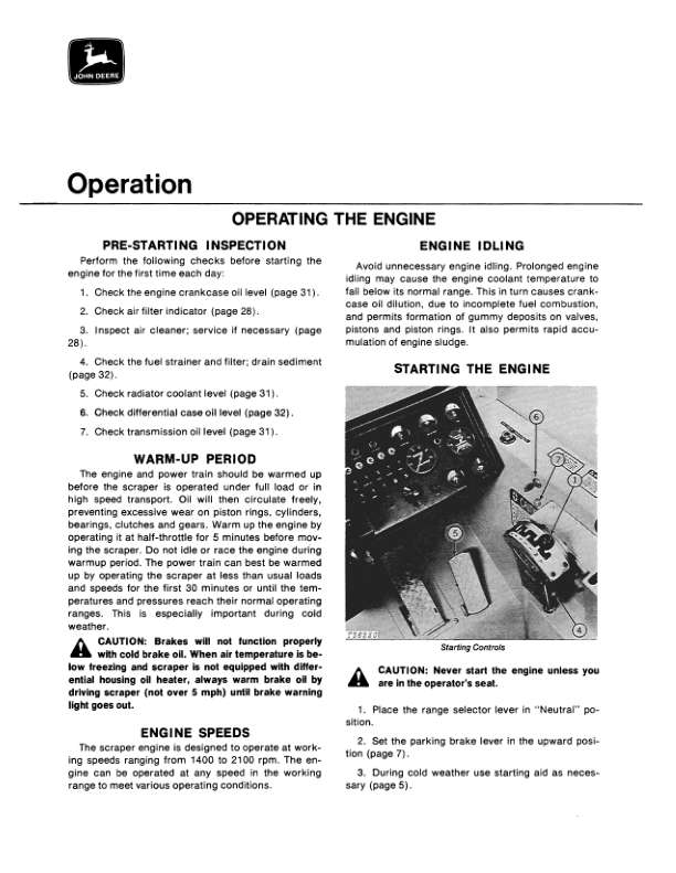 John Deere 860 Scrapers Operator’s Manuals (OMT38743) Workshop Guide