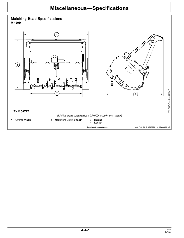 John Deere MH60D, MH72D, MK76, SM60 Worksite Pro Attachments Operator’s Manuals (OMT412343X19) Workshop Guide