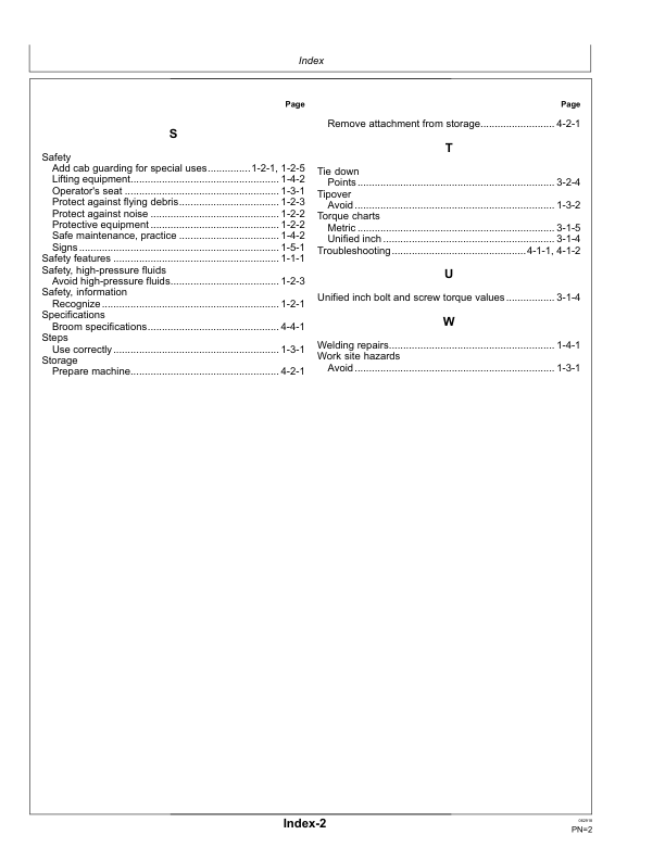John Deere BA72C, BA84C, BA96C Worksite Pro Attachments Operator’s Manuals (OMT414908X19) Workshop Guide