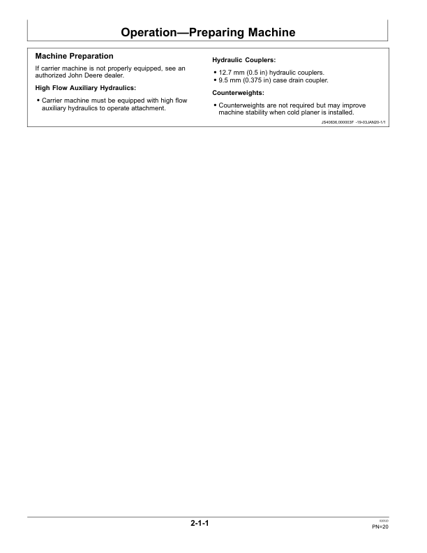 John Deere CP18E, CP24E, CP30E Worksite Pro Attachments Operator’s Manuals (OMT443344X019) Workshop Guide