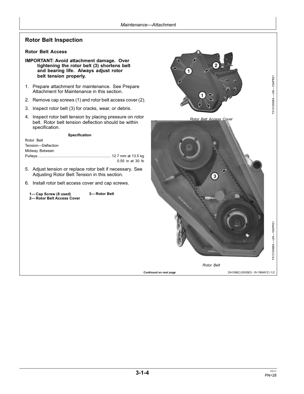 John Deere ME36, ME50 Attachments Operator’s Manuals (OMT463427X019) Workshop Guide
