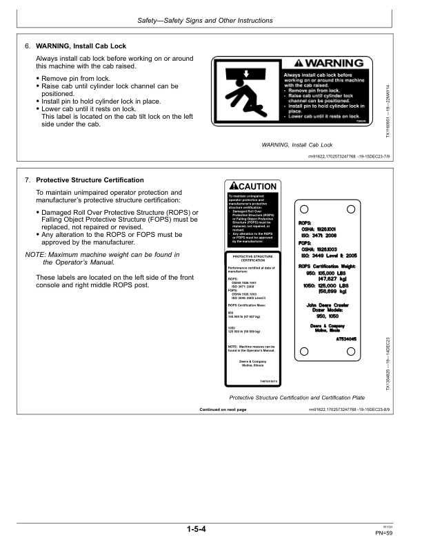 John Deere 950 P Crawler Dozers Operator’s Manuals (OMT471396X019) Workshop Guide