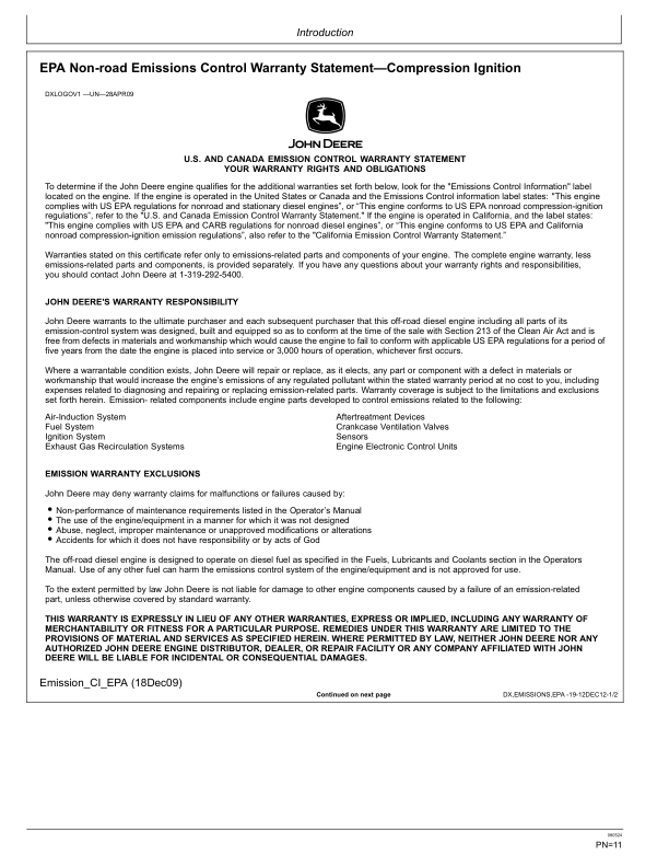 John Deere 160 P Excavators Operator’s Manuals (OMT473388X019) Workshop Guide