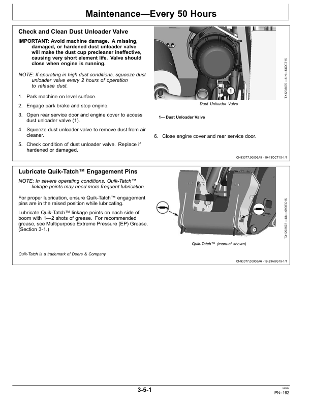 John Deere 316GR, 318G Skid Steers Operator’s Manuals (OMT483072X019) Workshop Guide